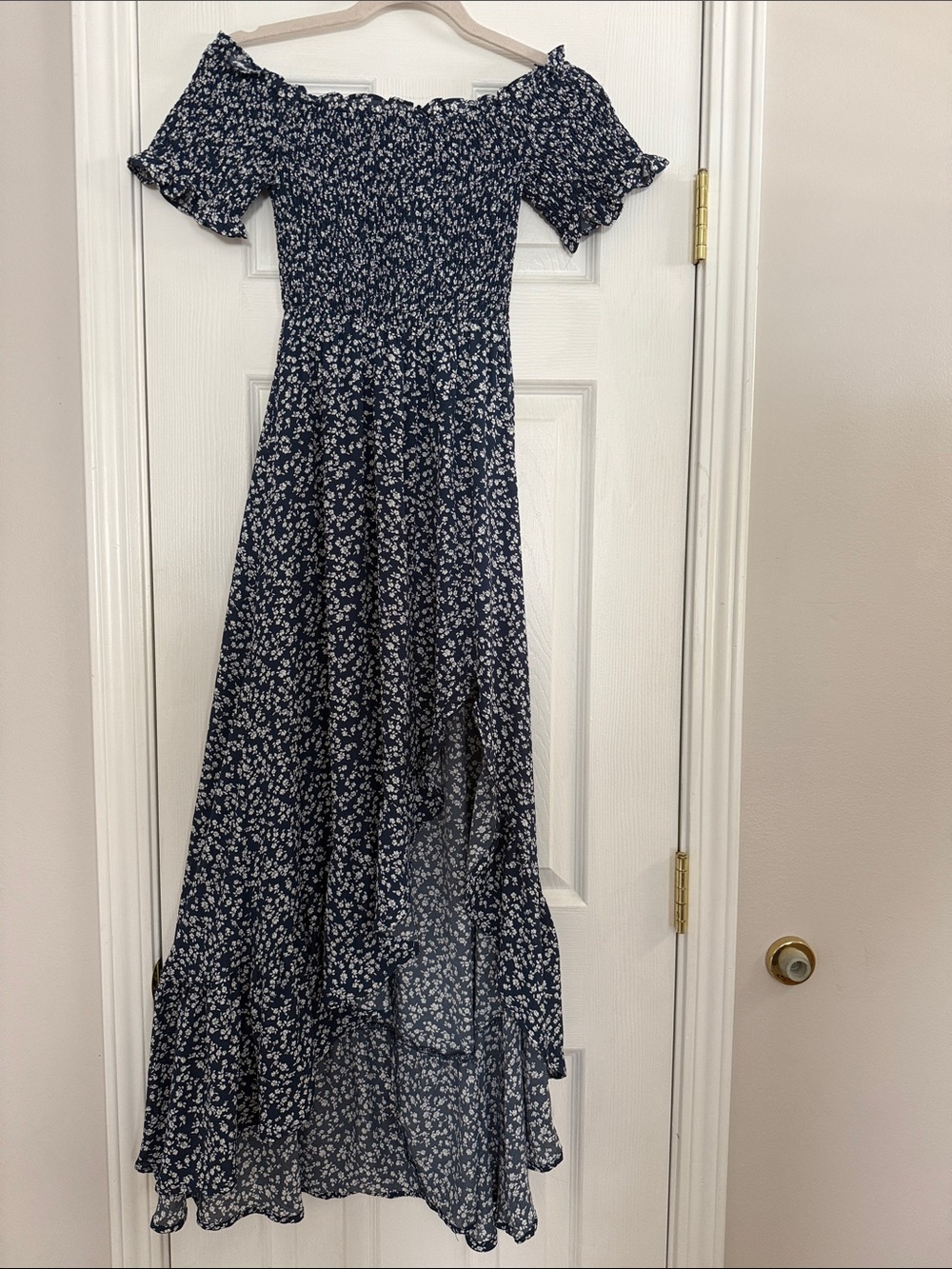 mi ami Navy Floral One-Shoulder Maxi Dress